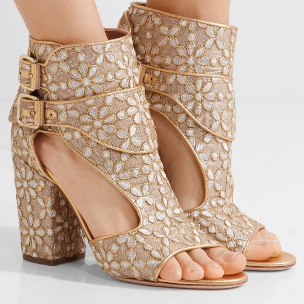 Laurence Dacade Rush Gold Brocade Heels